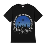 Adult Unisex Top Jesus The Stars Are Brightly Shining Oh Holy Night Slogan T-shirts