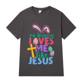 Adult Unisex Top Happy Easter No Bunny Loves Me Like Jesus T-shirts
