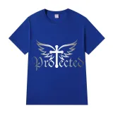 Adult Unisex Top Jesus Protectes Wings Cross Slogan T-shirts