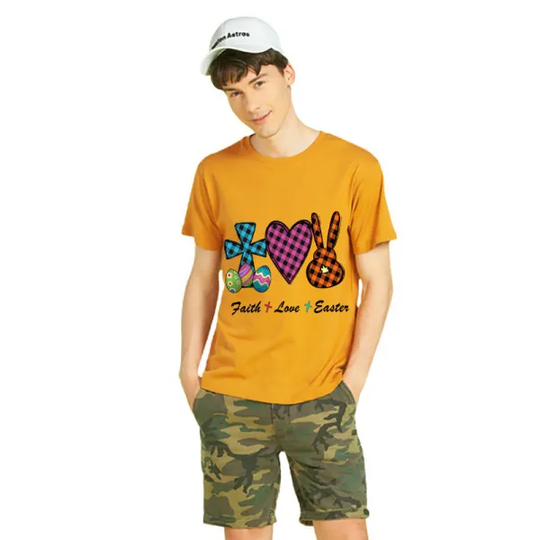 Adult Unisex Top Happy Easter Faith Love Easter Slogan T-shirts