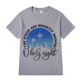 Adult Unisex Top Jesus The Stars Are Brightly Shining Oh Holy Night Slogan T-shirts