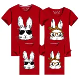Family Matching Clothing Top Happy Easter Cool Rabbit With Glass Family T-shirts
