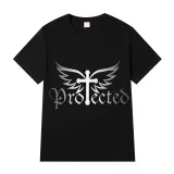 Adult Unisex Top Jesus Protectes Wings Cross Slogan T-shirts