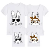 Family Matching Clothing Top Happy Easter Cool Rabbit With Glass Family T-shirts