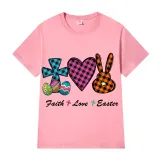 Adult Unisex Top Happy Easter Faith Love Easter Slogan T-shirts