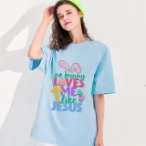 Adult Unisex Top Happy Easter No Bunny Loves Me Like Jesus T-shirts