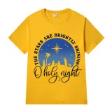 Adult Unisex Top Jesus The Stars Are Brightly Shining Oh Holy Night Slogan T-shirts