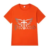 Adult Unisex Top Jesus Protectes Wings Cross Slogan T-shirts