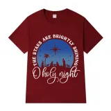 Adult Unisex Top Jesus The Stars Are Brightly Shining Oh Holy Night Slogan T-shirts