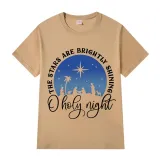 Adult Unisex Top Jesus The Stars Are Brightly Shining Oh Holy Night Slogan T-shirts