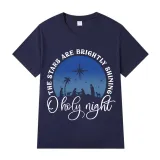 Adult Unisex Top Jesus The Stars Are Brightly Shining Oh Holy Night Slogan T-shirts