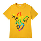 Adult Unisex Top Jesus Faith Hope Love Rainbow Hearts T-shirts
