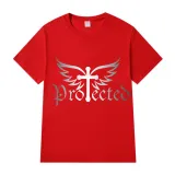 Adult Unisex Top Jesus Protectes Wings Cross Slogan T-shirts