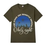 Adult Unisex Top Jesus The Stars Are Brightly Shining Oh Holy Night Slogan T-shirts