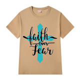 Adult Unisex Top Jesus Faith Over Fear Cross T-shirts