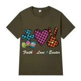 Adult Unisex Top Happy Easter Faith Love Easter Slogan T-shirts