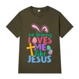 Adult Unisex Top Happy Easter No Bunny Loves Me Like Jesus T-shirts