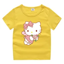 Toddler Kids Girl Cartoon Tops Pink Flying Cat T-shirts