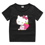 Toddler Kids Girl Cartoon Tops Strawberry Cat T-shirts