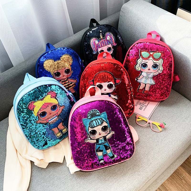 Toddler Kids Cartoon Fashion Sequin Glittering Girls Kindergarten Backbag