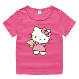 Toddler Kids Girl Cartoon Tops Heart Cat T-shirts
