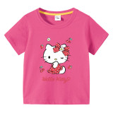 Toddler Kids Girl Cartoon Tops Pink Cherry Cat T-shirts
