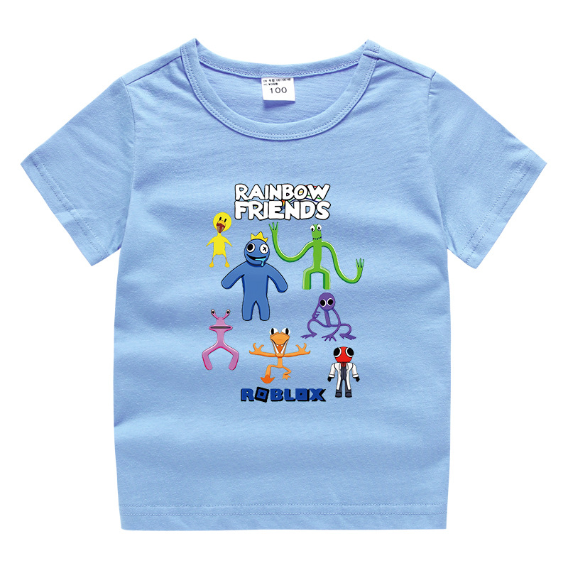 Toddler Kids Boy Cartoon Rainbow Aliens Friends Cotton T-shirts