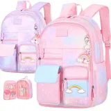 Toddler Kids Girls Lightweight Rainbow Heart Backpack Schoolbags