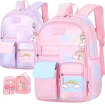 Toddler Kids Girls Lightweight Rainbow Heart Backpack Schoolbags