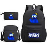 Toddler Kids Fashion Schoolbag Cartoon Big Eyes Crown Primary School Backbags with Cross Bag and Stationery Bag