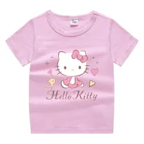 Toddler Kids Girl Cartoon Tops Hello Heart Cat T-shirts