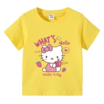 Toddler Kids Girl Cartoon Tops Hello Cat T-shirts