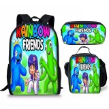 Toddler Kids Fashion Schoolbag Cartoon Rainbow Character Primary School Backbags with Meal Pack and Stationery Bag