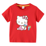 Toddler Kids Girl Cartoon Tops Pink Icecream Cat T-shirts