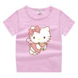 Toddler Kids Girl Cartoon Tops Pink Flying Cat T-shirts