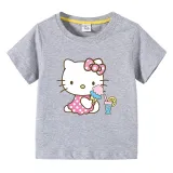 Toddler Kids Girl Cartoon Tops Pink Icecream Cat T-shirts