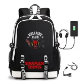Adult Unisex Lightweight Stranger Light Strings Backpack Laptop Bags Kids Schoolbags with USB Charging Port
