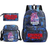 Adult Unisex Lightweight Casual Sports Stranger Friends Backpack with Cross Bag and Stationery Bag