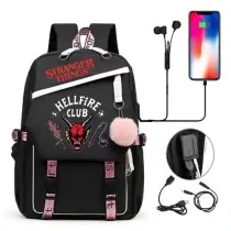 Adult Unisex Lightweight Stranger Club Backpack Laptop Bags Kids Schoolbags with USB Charging Port