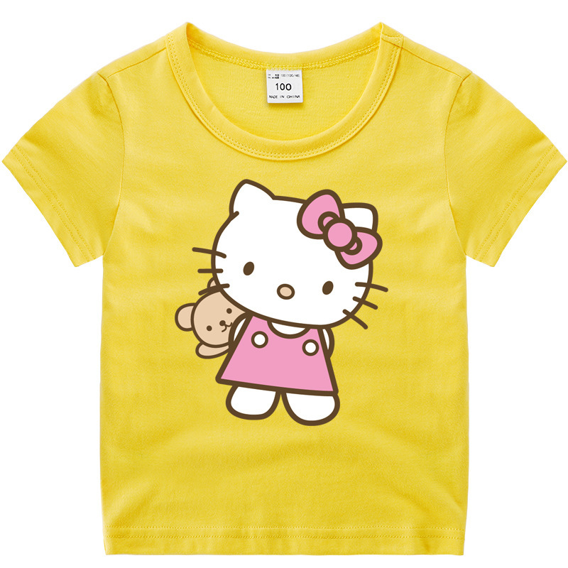 Toddler Kids Girl Cartoon Tops Heart Cat T-shirts