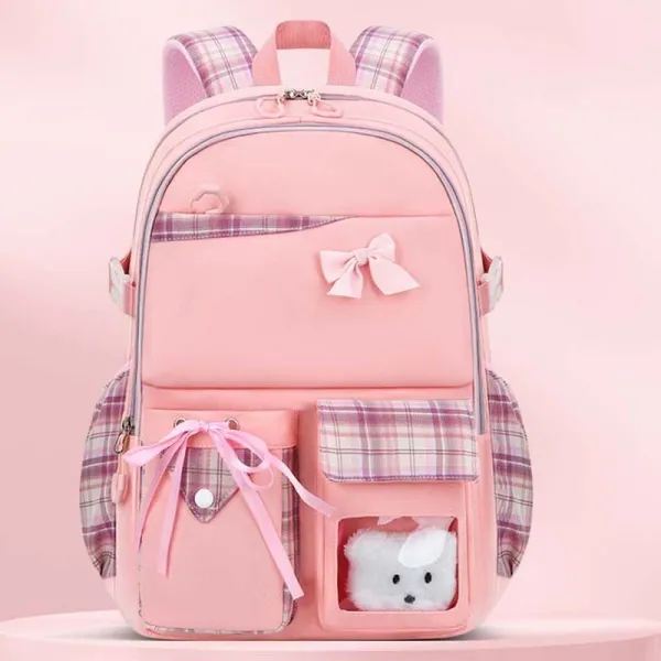 Toddler Kids Girl Lightweight Casual Senior Backpack Cute Bear Bowknot Schoolbags