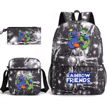 Toddler Kids Fashion Schoolbag Lightning Cartoon Hug Friends Primary School Backbags with Cross Bag and Stationery Bag