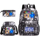 Toddler Kids Fashion Schoolbag Lightning Cartoon Rainbow Primary School Backbags with Cross Bag and Stationery Bag