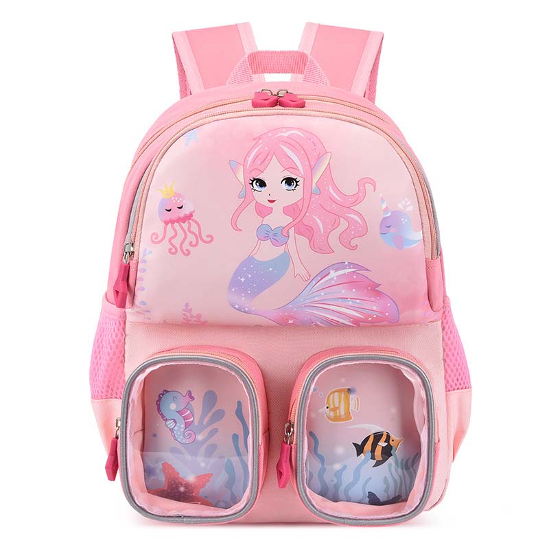 Toddler Kids Fashion Schoolbag Cartoon Mermaid and Fish Kindergarten Backpacks