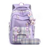 Toddler Kids Fashion Schoolbag Cute Cartoon Primary School Backpacks with Stationery Bag and Doll Pendant