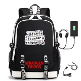 Adult Unisex Lightweight Stranger Light Strings Backpack Laptop Bags Kids Schoolbags with USB Charging Port