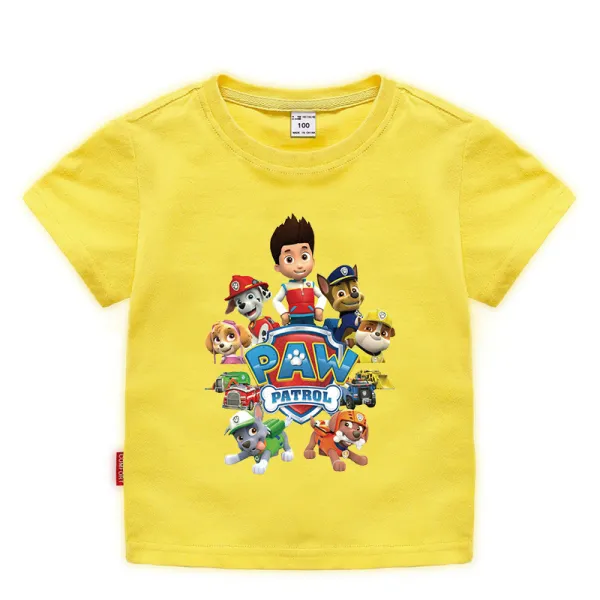 Toddler Kids Boy Cartoon Paw Puppy Jumping Dog T-shirts