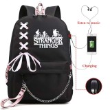 Adult Unisex Lightweight Stranger Friends Backpack Laptop Bags Kids Schoolbags with USB Charging Port