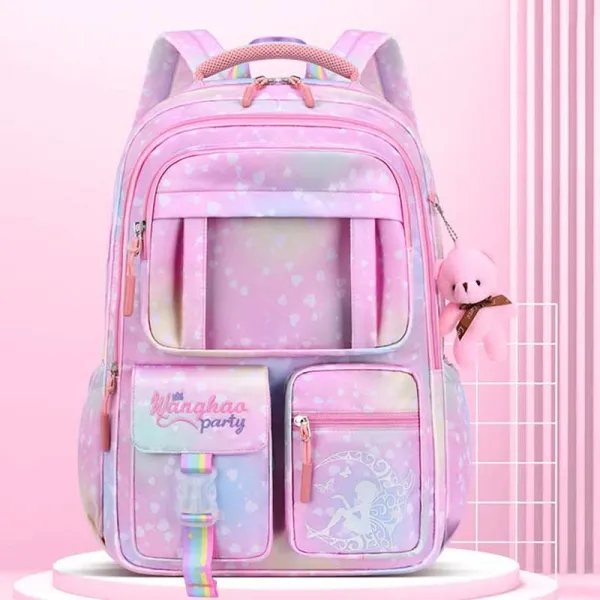 Toddler Kids Girl Casual Lightweight Pink Heart Backpack Waterproof Schoolbags