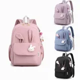 Toddler Kids Fashion Schoolbag Cute Cartoon Primary School Backpacks with Bunny Pendant